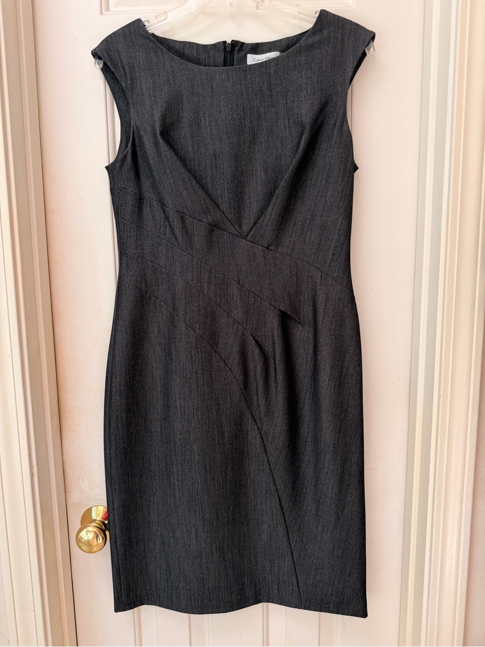 Calvin Klein Charcoal Sheath Dress, Professional Style, Font Pleating, Sz 6 - Picture 14 of 14